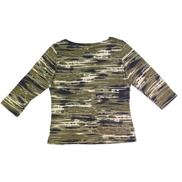 Ruby Rd Women's Medium Top Camo Embellished Neck Pullover 3/4 Sleeve - Picture 5 of 11